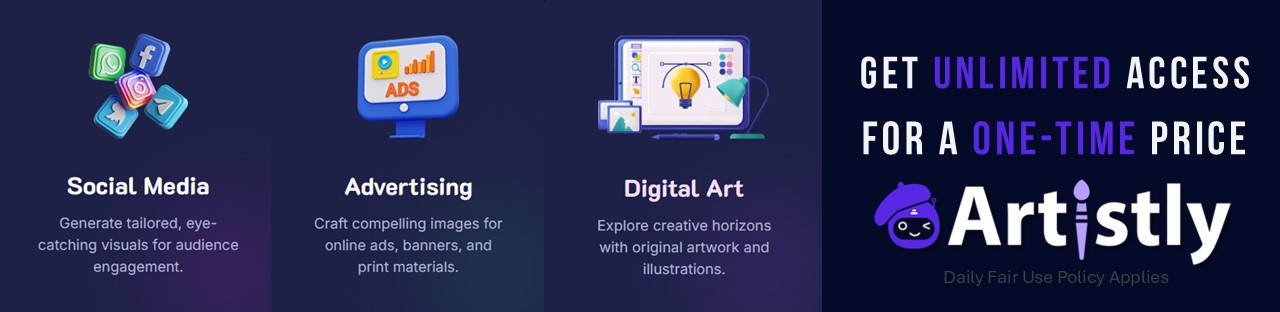 Banner Artistly AI Unlimited Access One-Time Price